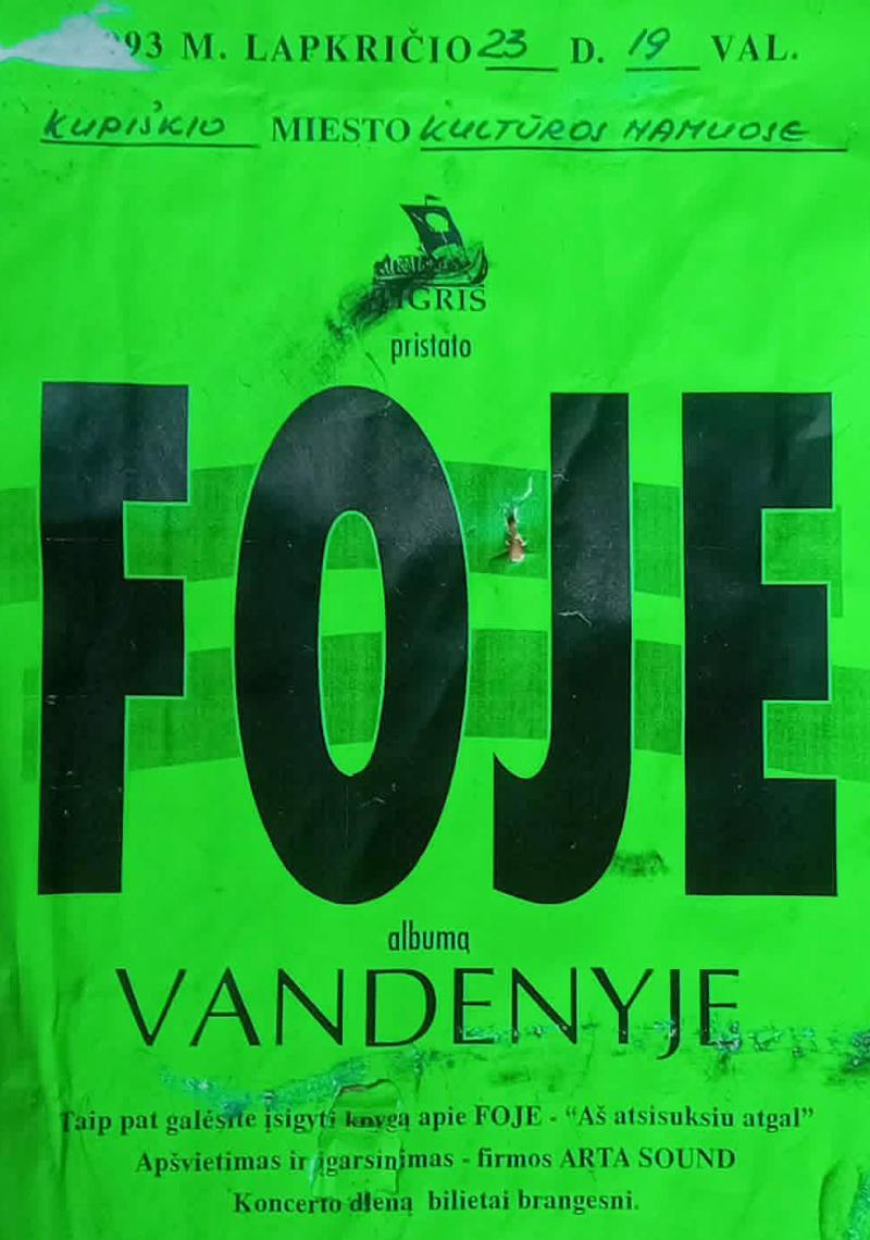 Grupės „FOJE“ muzikinio albumo „Vandenyje“ pristatymas