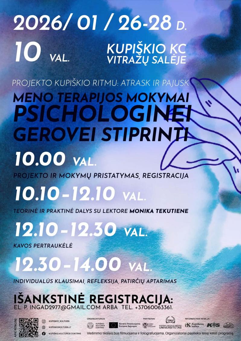  Meno terapijos mokymai psichologinei gerovei stiprinti / Antroji diena