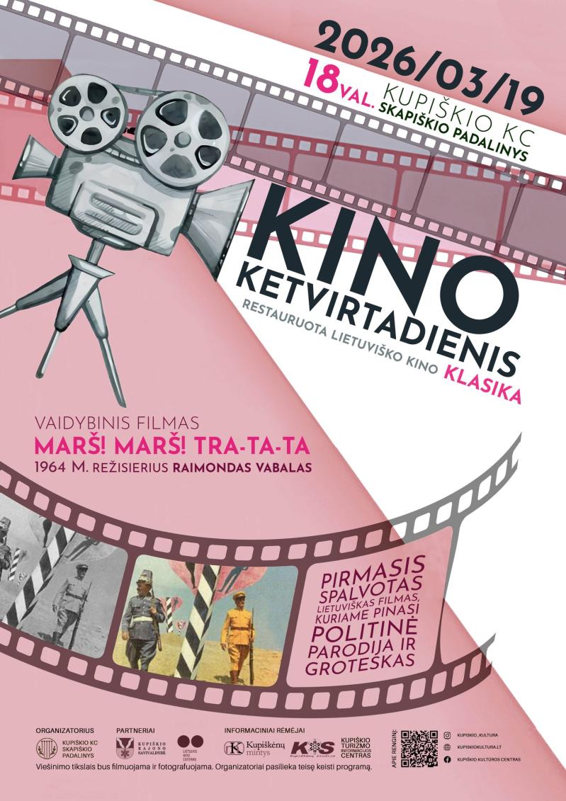 Kino ketvirtadienis / Lietuviško kino klasika / Raimondas Vabalas „Marš! Marš! Tra-ta-ta“ (1964 m., Trukmė: 1 val 18 min)