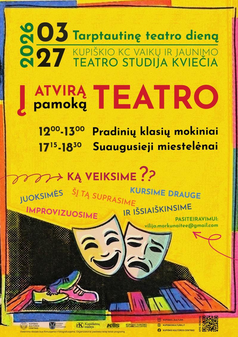 Tarptautinė teatro diena / Vaikų ir jaunimo teatro studija kviečia į atvirą teatro pamoką