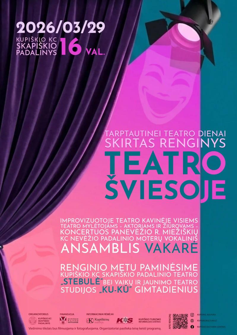 Tarptautinei teatro dienai skirtas renginys „Teatro šviesoje“