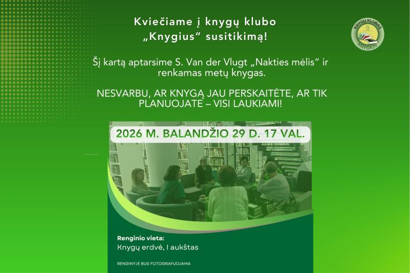 Kviečiame į knygų klubo „Knygius“ susitikimą!