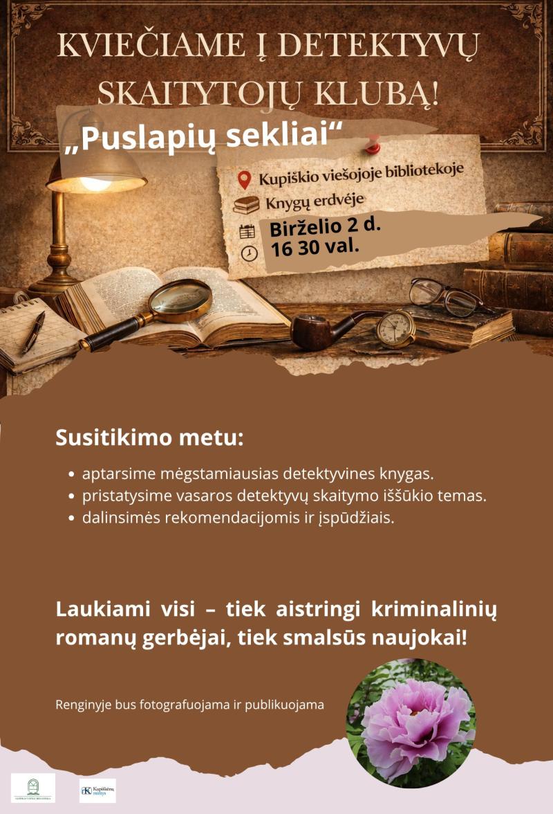 Kviečiame į detektyvių skaitytojų klubą „Puslapių sekliai“!