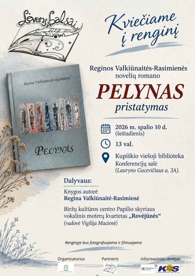 Reginos Valkiūnaitės-Rasimienės novelių romano „Pelynas“ pristatymas