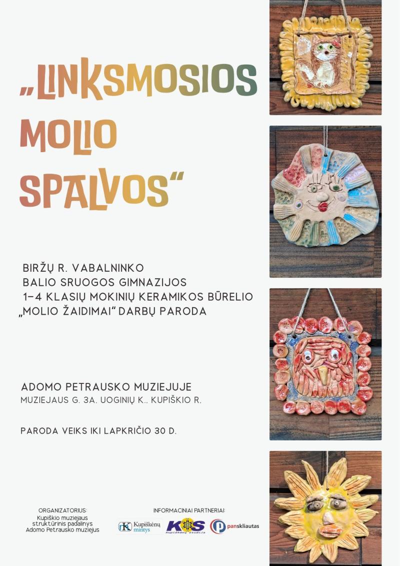 Keramikos būrelio „Molio žaidimai“ darbų paroda „Linksmosios molio spalvos“
