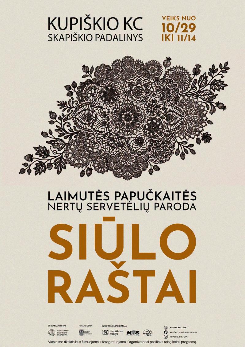 Laimutės Papučkaitės nertų servetėlių paroda „Siūlo raštai“